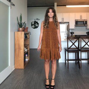 Anthropologie Brown Velvet Swing Dress